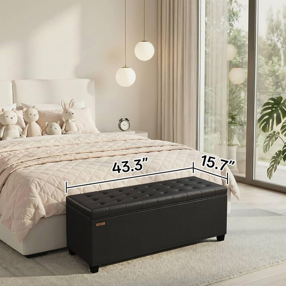 ABHENG Synthetic leather Storage ottoman bench with legs,43.5”W x 15.7”D x 15...