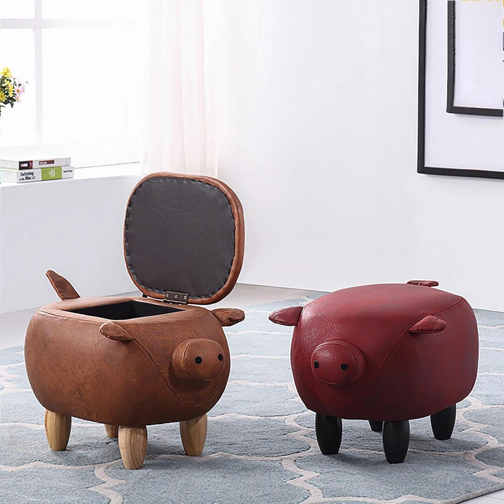 19.6-Inch Multi-Functional Footstool, Entryway Storage Stool, Unique Pig Desi...
