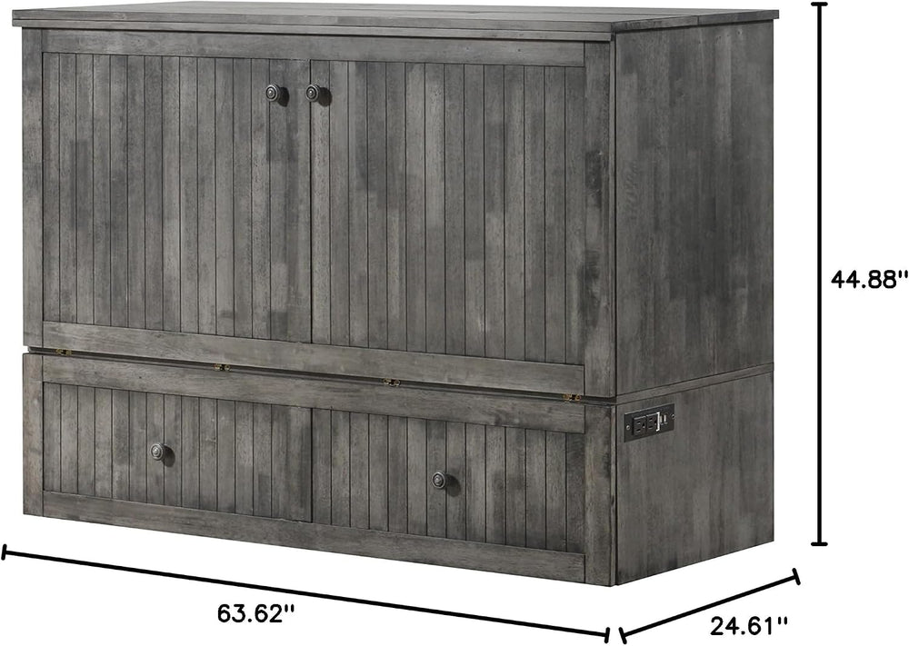 Mega Solutions Murphybedz Tuscany Murphy Cabinet Chest Bed with Charging Stat...