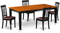 East West Furniture QUAN5-BCH-LC 5 Piece Dining Set Includes a Rectangle Dining Room Table with Butterfly Leaf and 4 Faux Leather Upholstered Chairs, 40x78 Inch, Black & Cherry