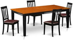 East West Furniture QUAN5-BCH-LC 5 Piece Dining Set Includes a Rectangle Dining Room Table with Butterfly Leaf and 4 Faux Leather Upholstered Chairs, 40x78 Inch, Black & Cherry