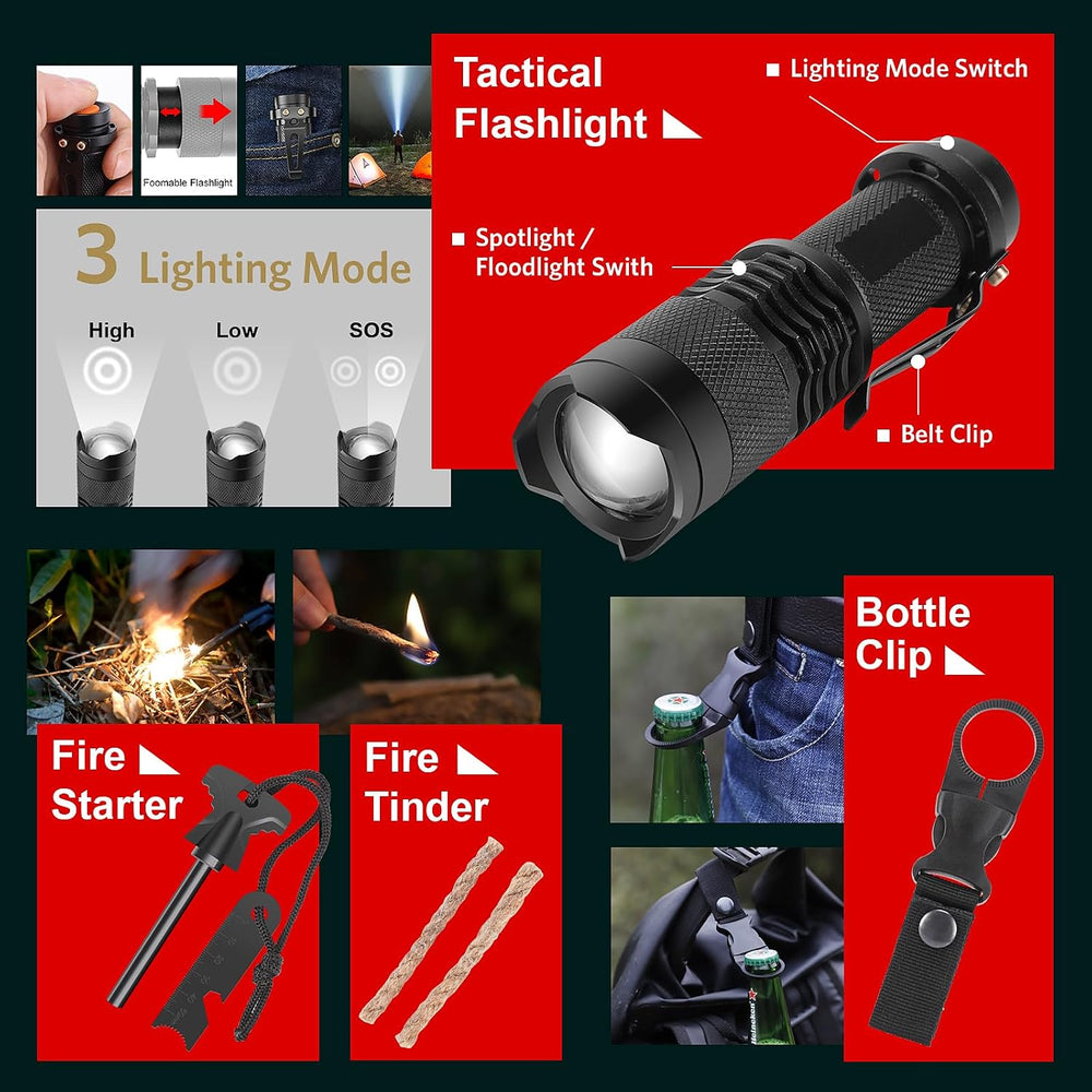 PIXATO Survival Kits, Survival Gear and Equipment 116-in-1, Emergency Kit wit...