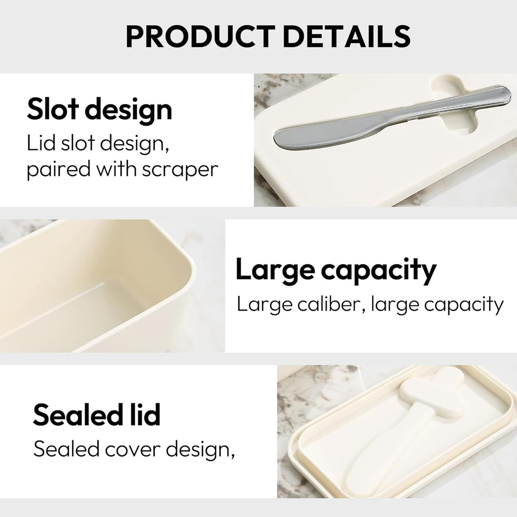 Premium BPA-Free Butter Dish with Lid & Stainless Steel Spreader – Airtight Kitchen Butter Keeper for Countertop & Refrigerator, Soft Spreadable Butter Storage, Perfect Gift for Home Cooking