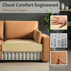 Leather Sectional Sofa, 78" Oversized Loveseat Couch with Storage, Deep Seat Scratch Resistant Faux Leather, Wide Vegan Leather Sofa, (Brown, Loveseat + Ottoman)