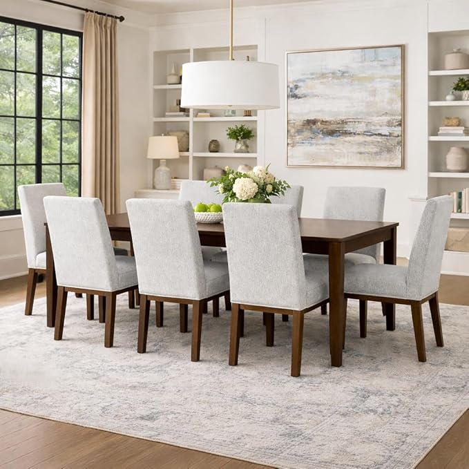 HomePop Kolbe Upholstered Dining Chair - Sustainable Gray Woven, 19.5" Seat Height, Ideal for 29-31 Inch Tables (Single Pack)