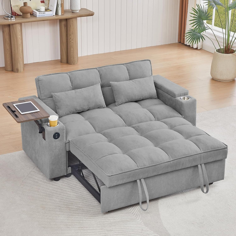 hansones 65" 3-in-1 Sofa Bed, Pull Out Sleeper Sofa with 360° Swivel Sid...