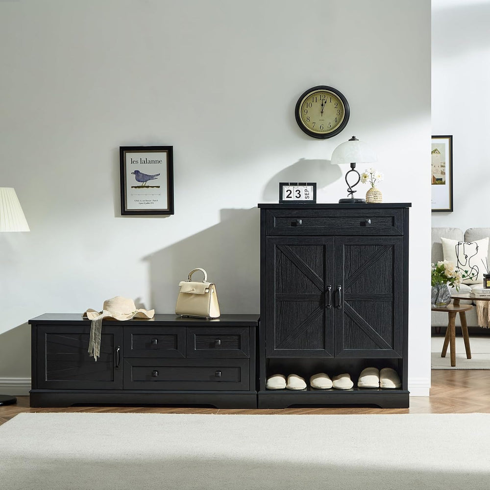 SOOWERY 48 Inch End of Bed Storage Bench, Farmhouse Bed Bench with Drawers an...