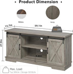 IDEALHOUSE Farmhouse Tv Stand for 65 inch TVs, Entertainment Center with Sliding Barn Doors and Adjustable Shelf, Modern Storage Media TV Console TV Stand Table for Living Room, Bedroom, Grey