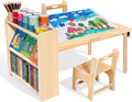 JOIN&JOY Kids Art Table and 2 Chair Set, Multifunctional Craft Table with Storage Shelves, Toddler Activity for Creativity, Drawing, Learning & Playtime | Toddler Activity Desk for Creativity, Drawing, Learning & Playtime