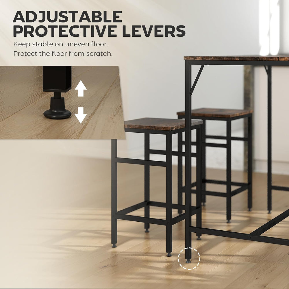 HOMCOM 5-Piece Industrial Dining Table Set, Bar Table Chair Set Black/Brown |...