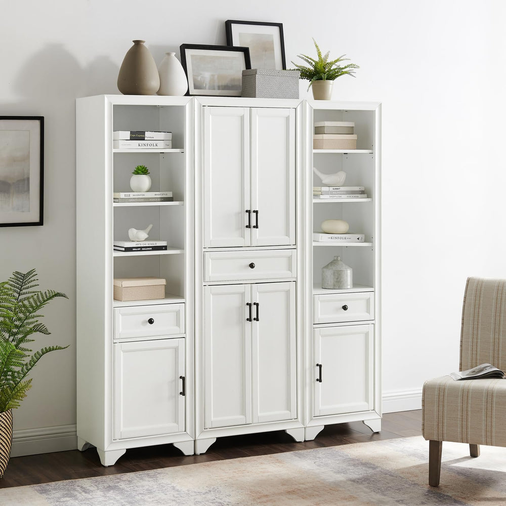 Maykoosh 3-Piece Pantry Set with Cabinets - Distressed White - Adjustable She...