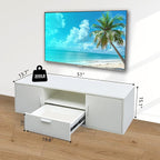 White TV Stand with 16-Color LED Lights, Single Drawer & Double Door Media Console, Supports up to 55 Inch TV & 200 lbs, Modern Entertainment Center