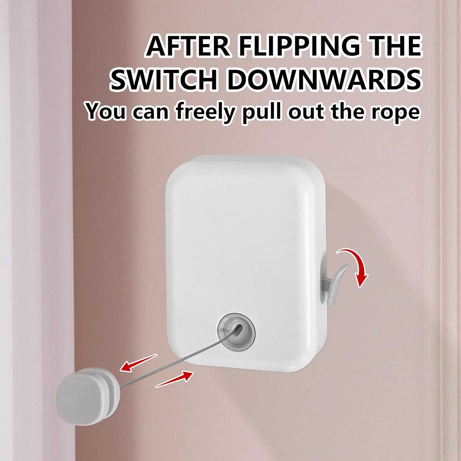 JOOM Retractable Clothesline Heavy Duty Clothes Drying Laundry Line Wall Mounted Easy Hanging Clothes Drying Laundry Line Retracting Hanging Lock to Prevent Sagging (Flat,White)