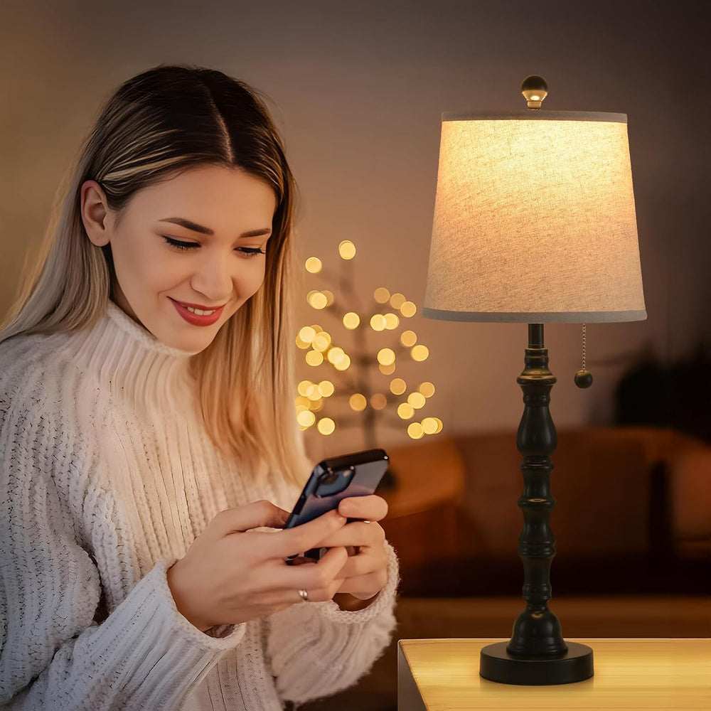 Lamps Set of 2 Modern Farmhouse Table Lamp Bedside Reading Lamps Living Room ...