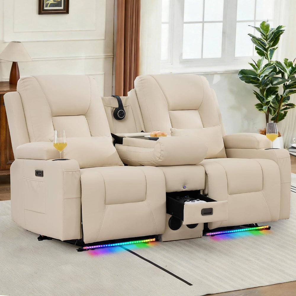 URRED Wall Hugger Power Reclining Loveseat Sofa，Beige：68.1" - 2 Seats | ...