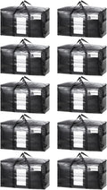 TAILI Extra Large Moving Bags, 10 Pack Black Heavy Duty Totes for Storage with Visible Window, Wrap Around Handles, Storage Bags for Space Saving, Alternative to Moving Boxes