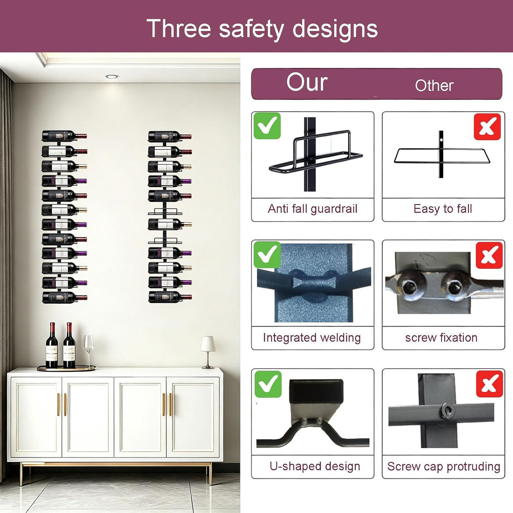 24 Bottles Wall Mount Wine Rack | Wall Wine Bottle Racks for Display and Stor...