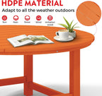 Costaelm Patio Conversation Table, Tatio Accent HDPE Outdoor Weather Resistant, Round Outdoor Porch Balcony Patio Drink Table for Outside, Pool, Backyard, Orange