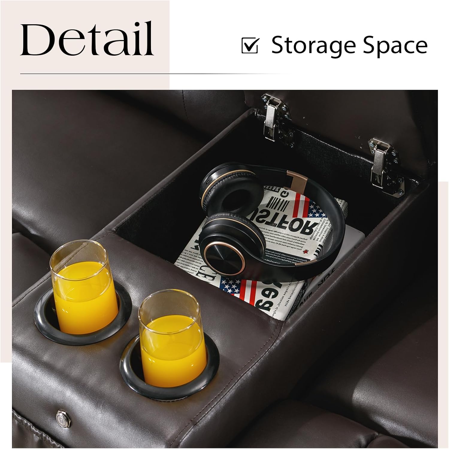 Loveseat Power Recliner Sofa Couch Electric Reclining Sofa Chair for Living Room with Multi-Function Console/Cup Holders/LED Ambient Light