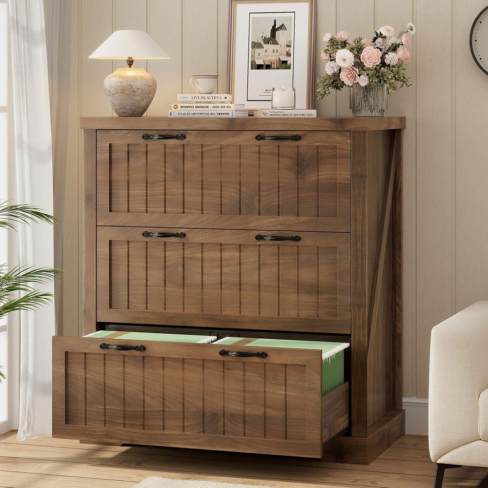 SEDETA Filing Cabinet for Home Office, Farmhouse 3 Drawer File Cabinet, Wood ...