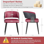 Modern Dining Chairs Set of 6, Upholstered Faux Leather Kitchen Side Chairs with Curved Open Back, Easy Assembly for Dining Room, Restaurant, Cafe, Magenta