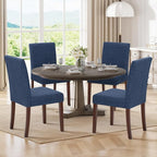 Upholstered Dining Chairs Set of 4, Modern Fabric Dining Room Chair, Wooden Dining Chair, Kitchen Side Chairs, Farmhouse Dinner Chair with High Back for Kitchen, Blue