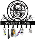 Personalized Key Holder for Wall - Custom Family Name Metal Wall Key Hanger, Key Hooks with Monogram Design, Anniversary Couple Gifts, Key Rack Holder Wall Mount for Living Room, Bedroom