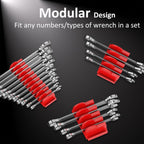 24pcs Magnetic Modular Wrench Organizers for Tool Drawers - Wrench Rack with Metric&SAE Labels,Tool Storage Holder with Magnet.Gift for Father, Brother&Boyfriend (Red with Magnets)
