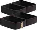 Large Shallow Organizing Baskets 15x11x5.1 Inches - Rope Woven Storage Bins for Bathroom, Shelves, Cube Closet, Black 4 Packs