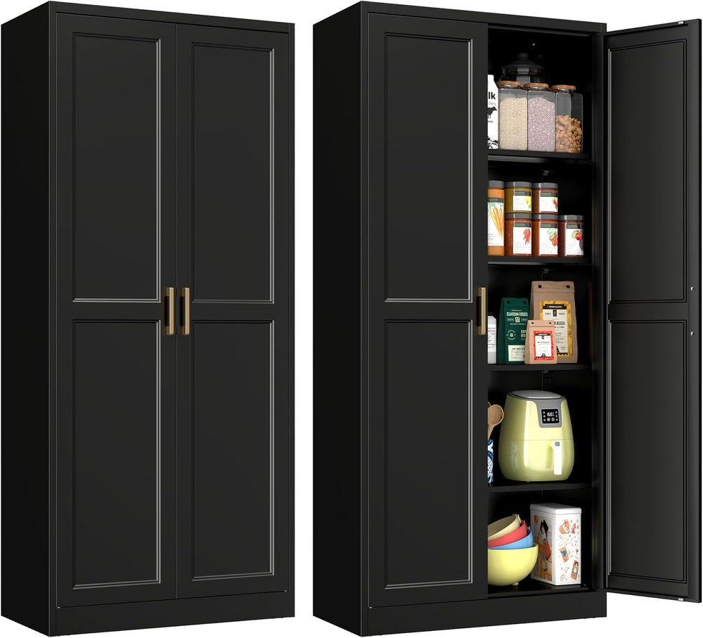Polup Pantry Cabinet, 71" Tall Metal Storage Cabinet with Doors and Shel...