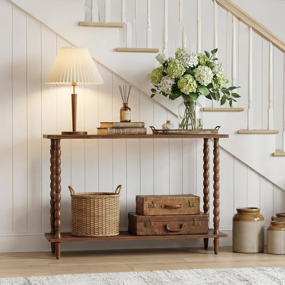 HOOBRO 39.4'' Mid-Century Console Table, 2-Tier Entryway Table with S...