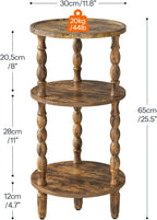 HOOBRO Round Side Table for Small Space, 3-Tier Small Round End Table with Rubberwood Leg, Accent Bedside Table, Circle Nightstand, Living Room, Bedroom, Sofa Couch, Rustic Brown FG218BZ01