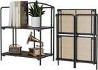 Crofy No Assembly Folding Bookshelf for Living Room, 2 Tier Black Collapsible Book Shelf for Home Office, Portable Bookcase Storage Organizer