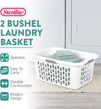 Sterilite Laundry Basket, Plastic Clothes Hamper, Large Rectangle Bin with Comfort Grip Handles and Reinforced Rim, 2 Bushel Capacity, White, 24 Pack