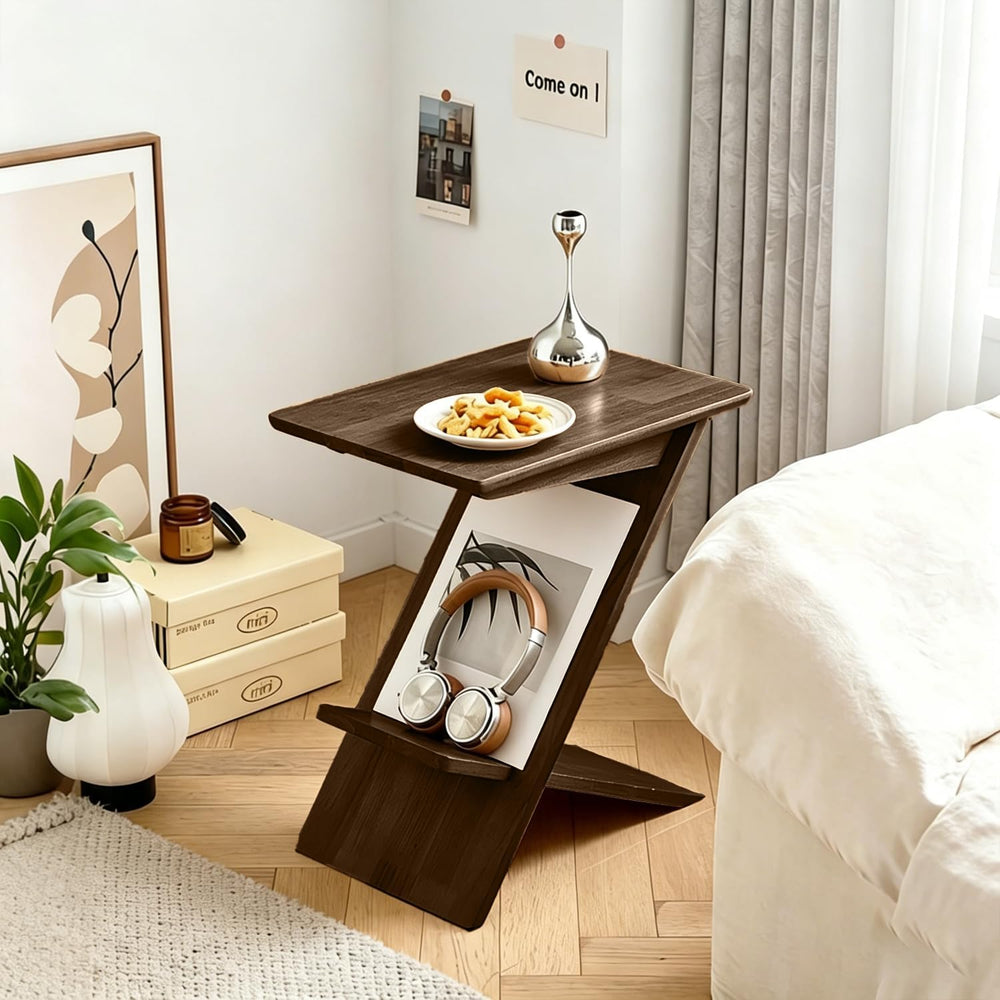 YUNMUARY-C Shaped Couch End Table,Skinny Entryway Table,Modern Wooden Nightst...