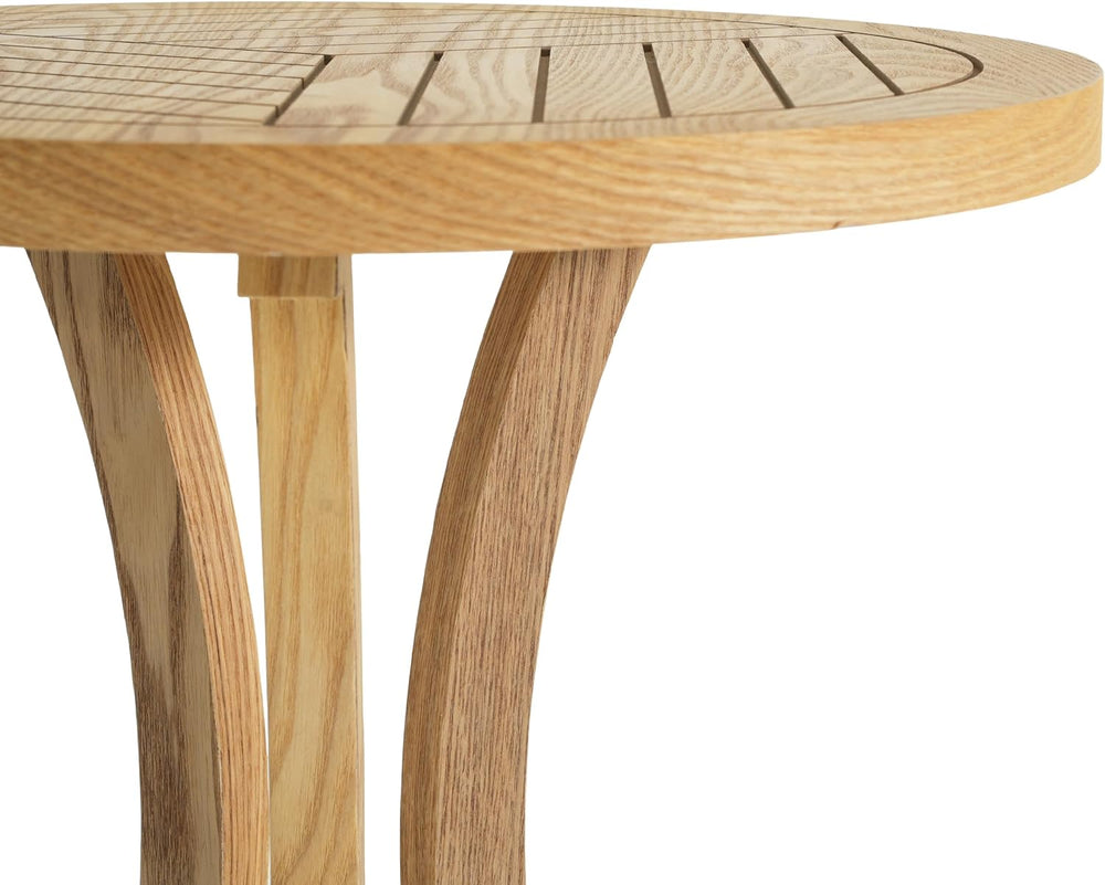 Christopher Knight Home Isele Wood Accent Table with Round Slatted Top Design...