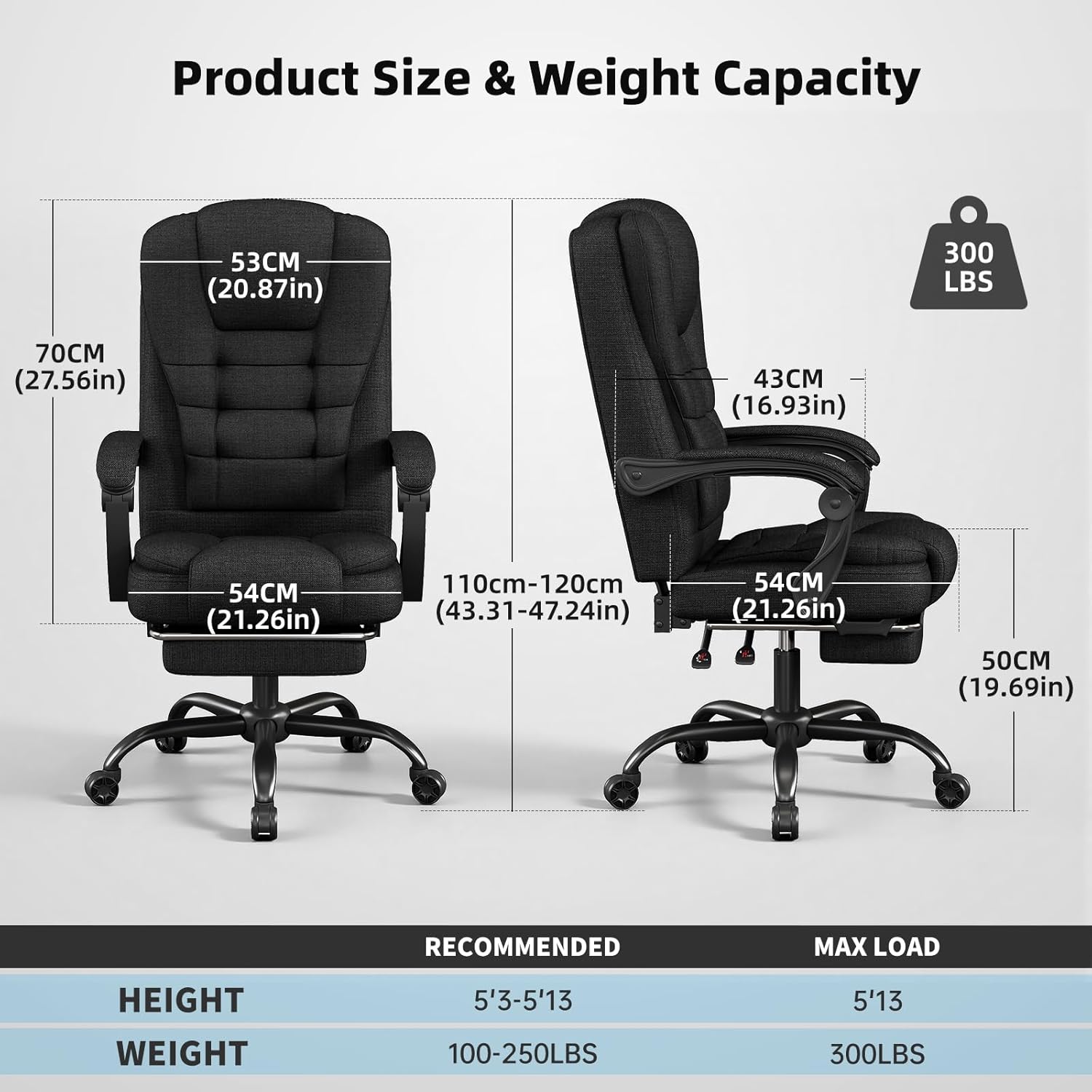 Office Chair, Fabric Gaming Chair with Footrest, Executive Comfortable Computer Desk Chairs, 360° Swivel Base & Height Adjustable Reclining Ergonomic Task Chair for Adults, Gamer Chair & Silla Gamer