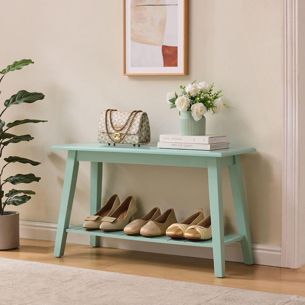 Kings Brand Furniture Delphi Wood Entryway Bench with Storage Shelf – Modern ...