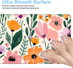 Floral Mouse Pad XXL – Large Extended Desk Mat with Cute Hand-Drawn Flowers,Non-Slip Mousepad for Office, School, Workstation, Gift for Women & Teens, 31.5 x 11.8 in