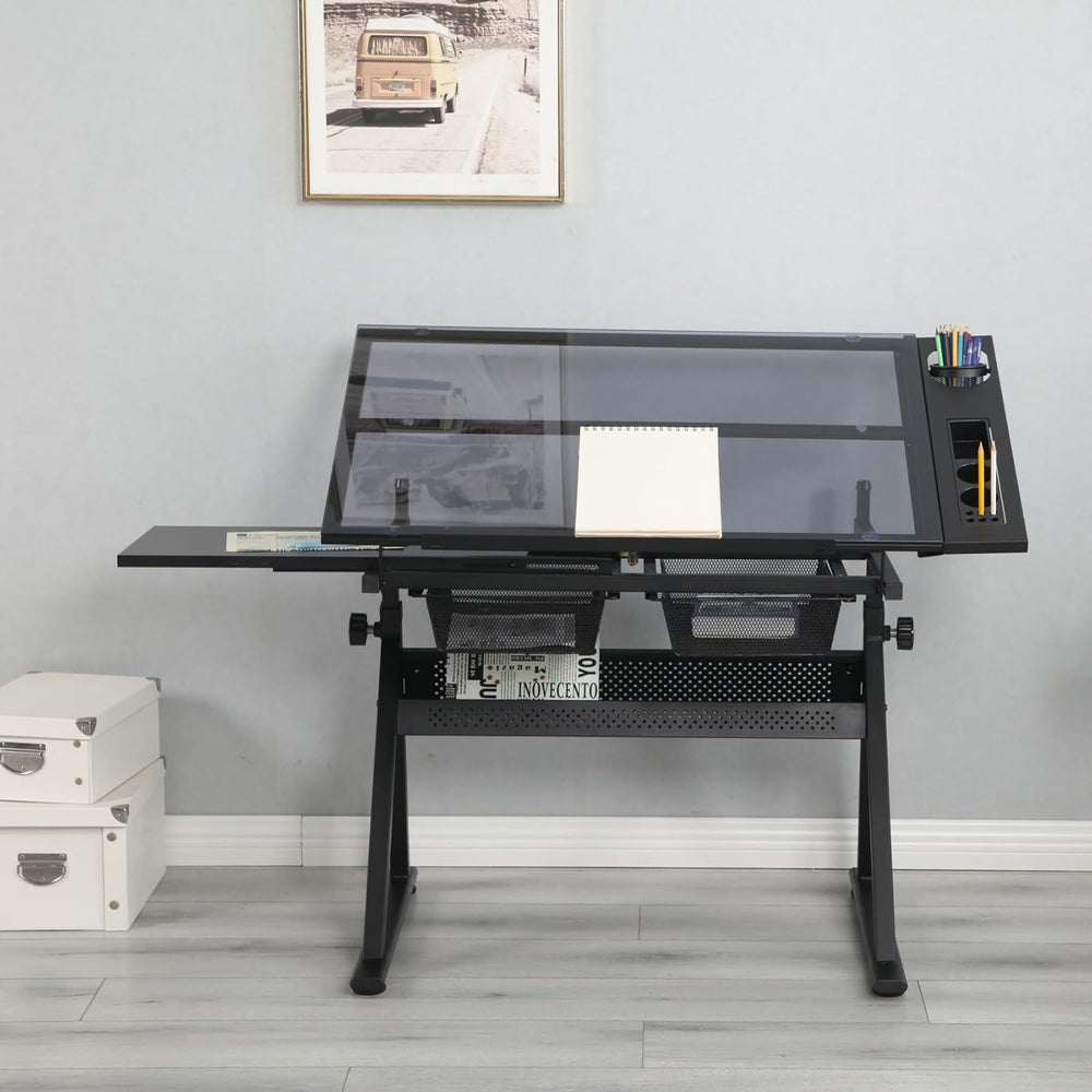 Drafting Table Desk, Painting Table Art Craft Desk Crafting Table with Tiltin...