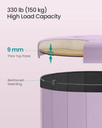 SONGMICS Mazie Collection - Round Storage Ottoman, Folding Footrest Stool with Removable Lid, Easy Assembly, Velvet Vanity Stool for Bedroom, Living Room, Entryway, Purple ULSF608PE01
