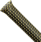 Braided Cable Sleeving, PET Expandable Braided Cable Sleeve, Flexible Mesh Sleeving Cord Management for Audio Video and Other Home Device, Cord Protector from Pets (Black Gold, 1/2" x 25ft)