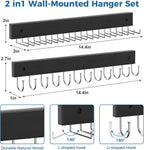 Tie and Belt Rack Wall Mount 2 Pack, Max 20 Tie Storage & 36 Belt Organizer, 180° Rotating Space Saving Tie Holder Belt Hanger for Closet Wall Mounted