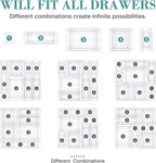 13 PCS Drawer Organizer Set, 5 Varied Size Bathroom and kitchen Drawer cabinet organizer Trays, Clear Storage Bins for Makeup, Jewelry, Utensils and Gadgets