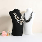GemeShou Black necklace hanger jewelry organizer, Velvet jewelry stand necklace holder, jewelry mannequin bust for necklaces, Jewelry boutique store photography props【Black-Large height 11.8 inch】