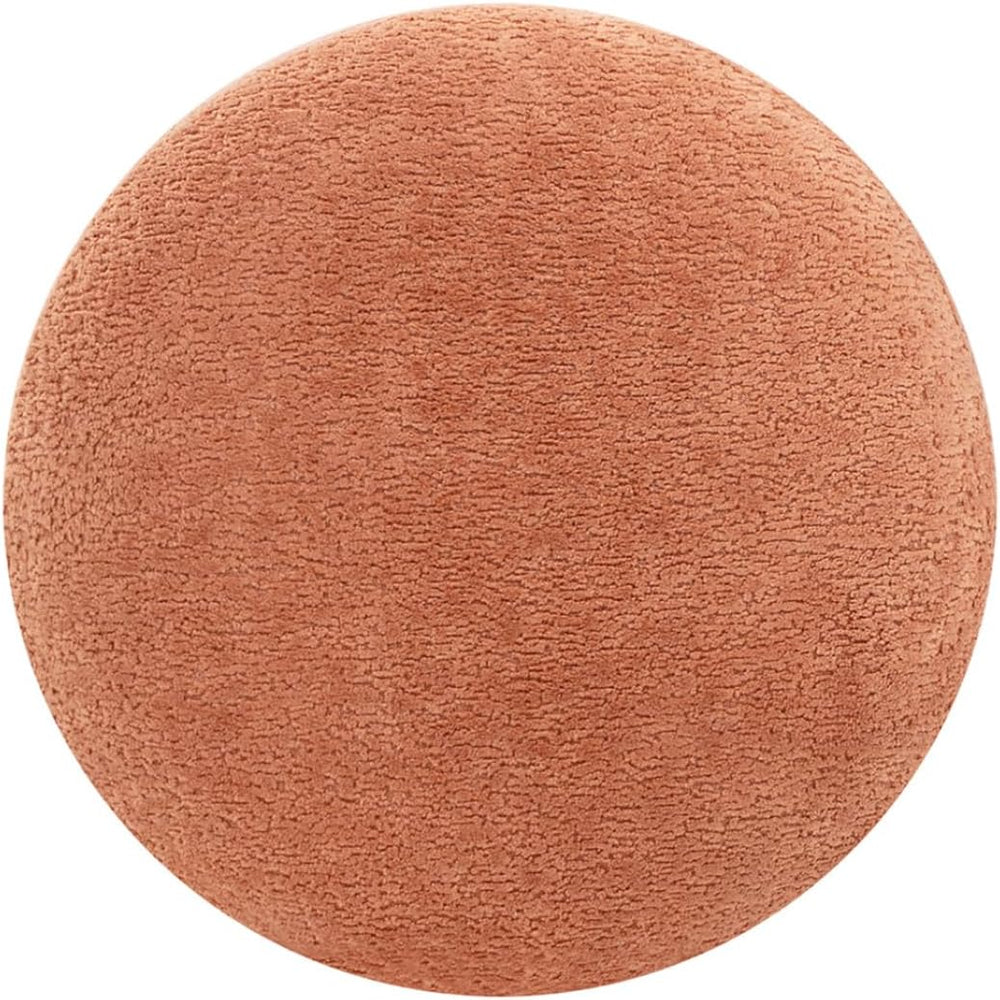 15" Mushroom Footstool Ottoman, Spice Orange Fleeced Teddy