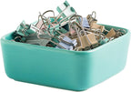Ceramic Paper Clip Holder for Desk Cute Binder Holder Paperclip Holders for Office Paper Clips Dispenser Organizer desk décor (blue)