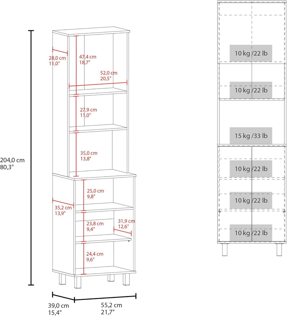 White Kitchen Pantry with 2 Pneumatic Door and Open Storage