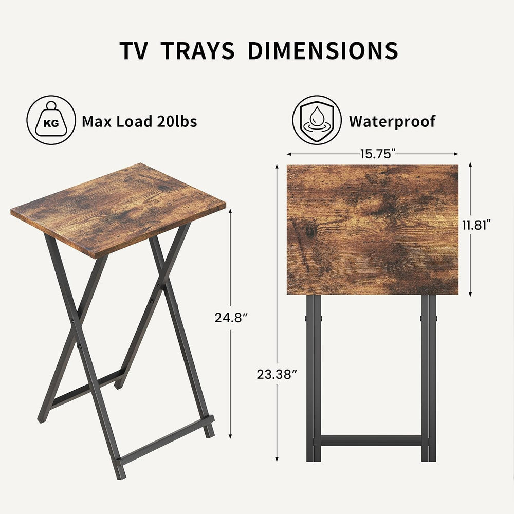 Acovy Foldable TV Trays, Small Folding Table, TV Trays Set of 2, TV Dinner Tr...