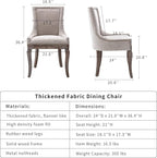 Dining Chairs Set of 4, Kitchen & Dining Room Chairs, Fabric Upholstered Dinning Chairs, Sillas De Comedor, Nailhead Trim, Wood Legs (Beige, 4 Pcs)